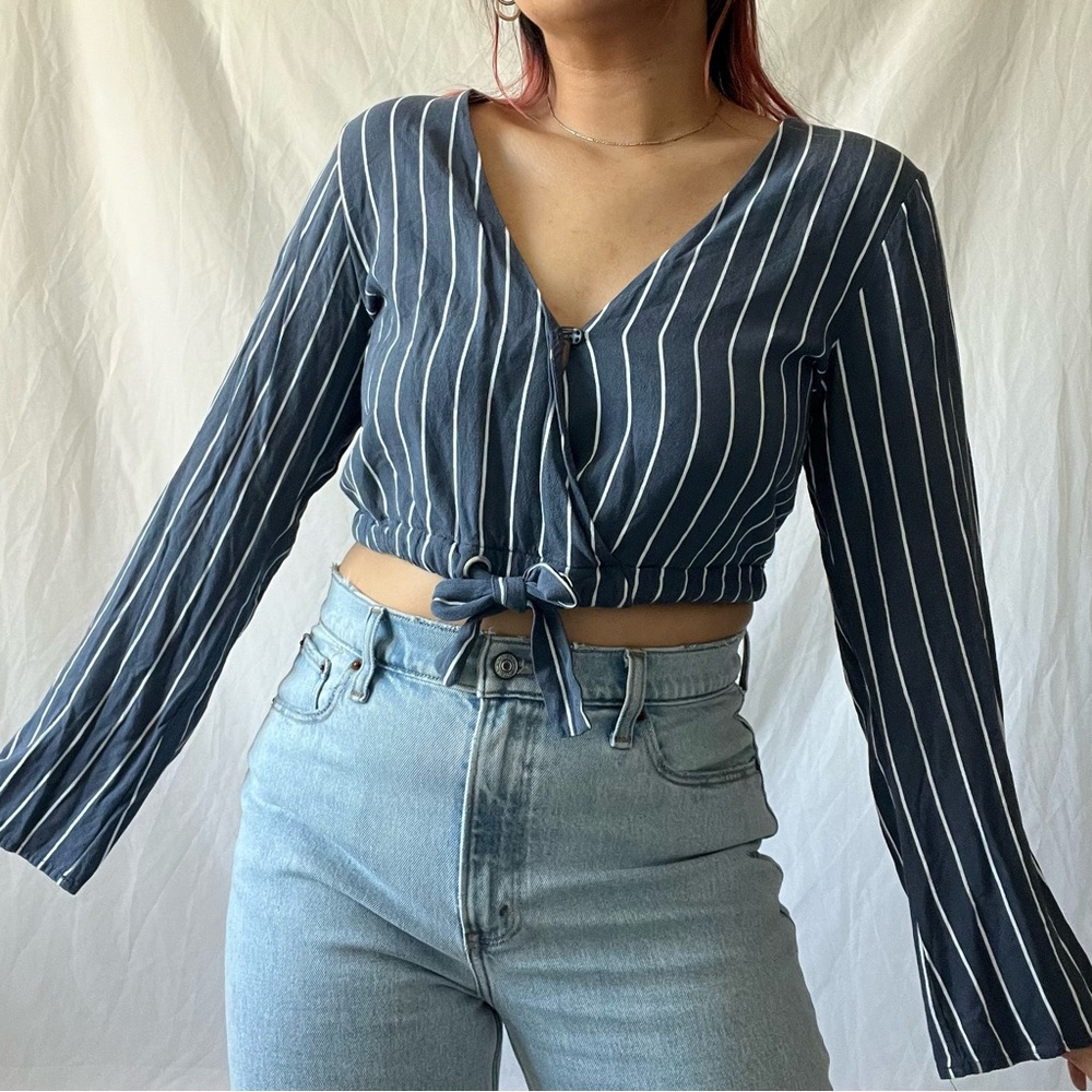 Blue striped longsleeve top